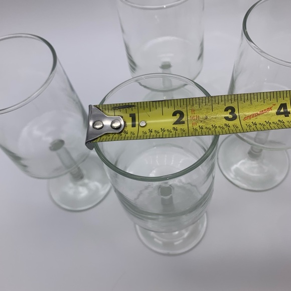 Set If 4 Vintage Clear Solid Cylinder Stem Wine Glasses 7” - Picture 5 of 10